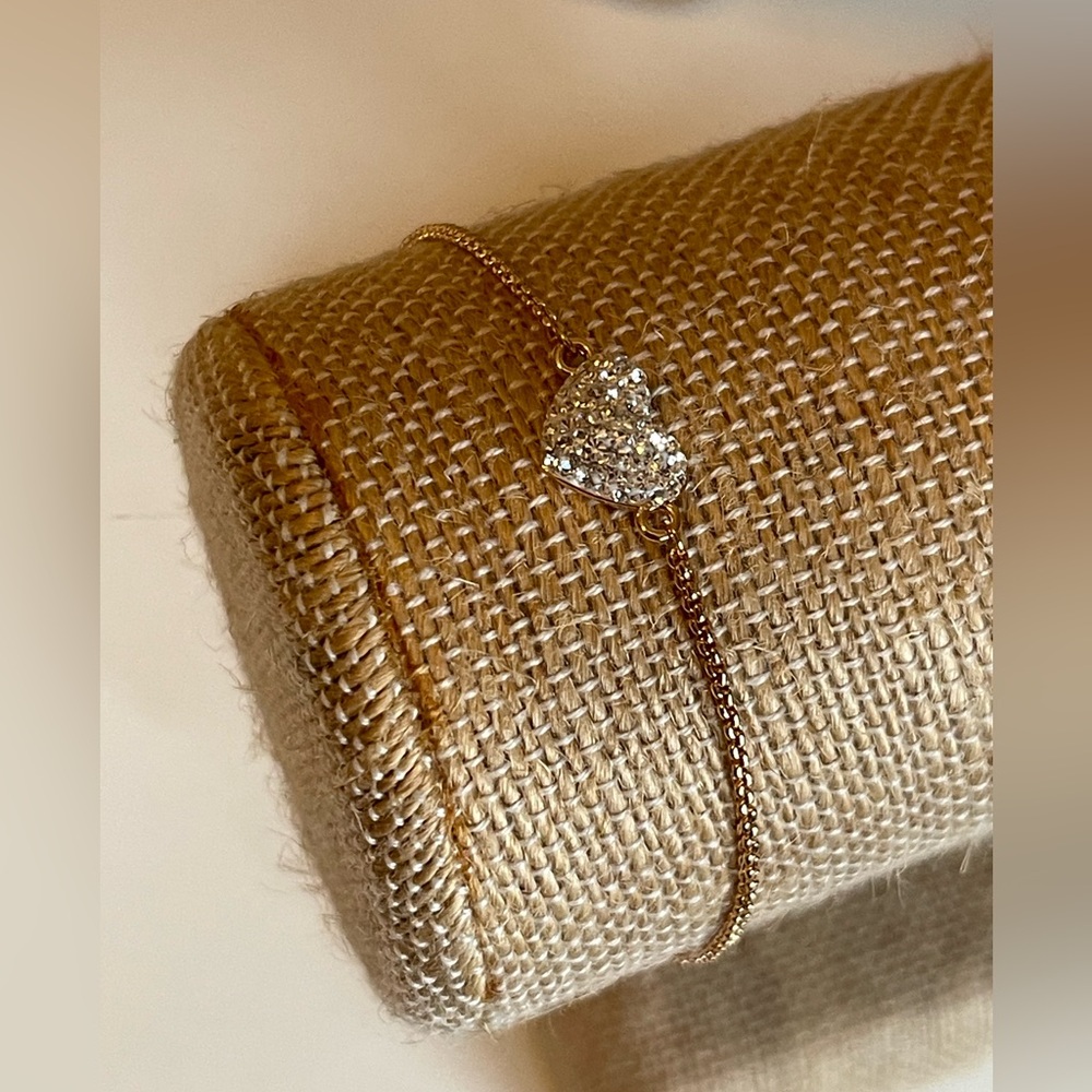 Origami Owl Gold Heart Bracelet with Crystals